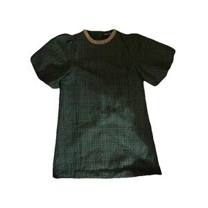 Shop the Mint Women’s Green Tweed Shift Dress Bubble Sleeve XL